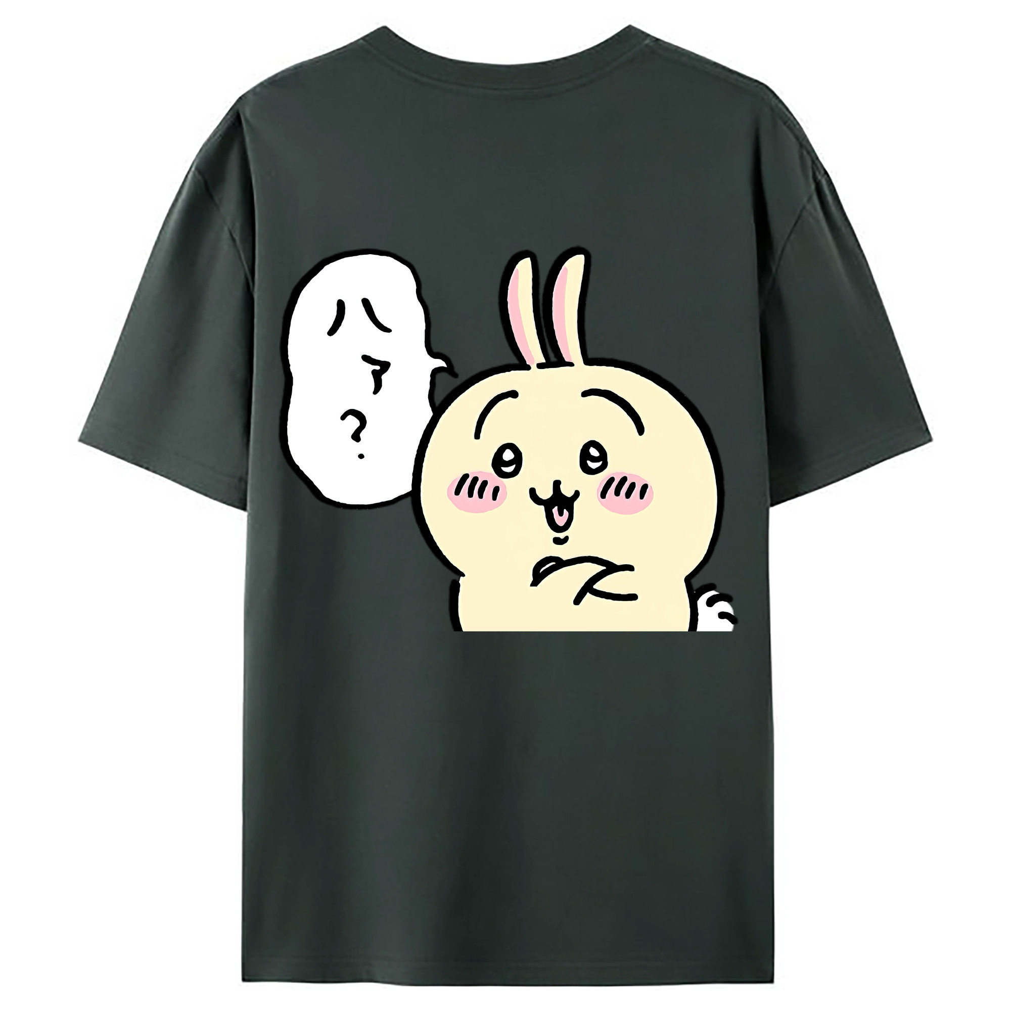 （画像用） ちいかわ うさぎ Chii-kawa usagi 綿100％ メンズ半袖Tシャツ（バックプリント） 通気性